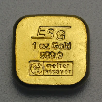 1oz Quadratbarren aus Feingold ESG