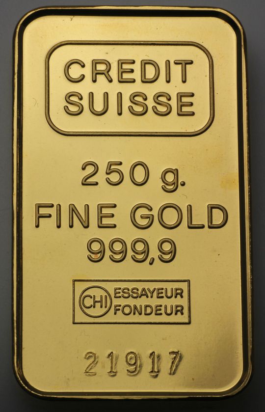 250g Goldbarren Credit Suisse geprägt