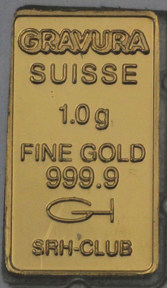 1g Goldbarren Gravura Suisse SRH-Club