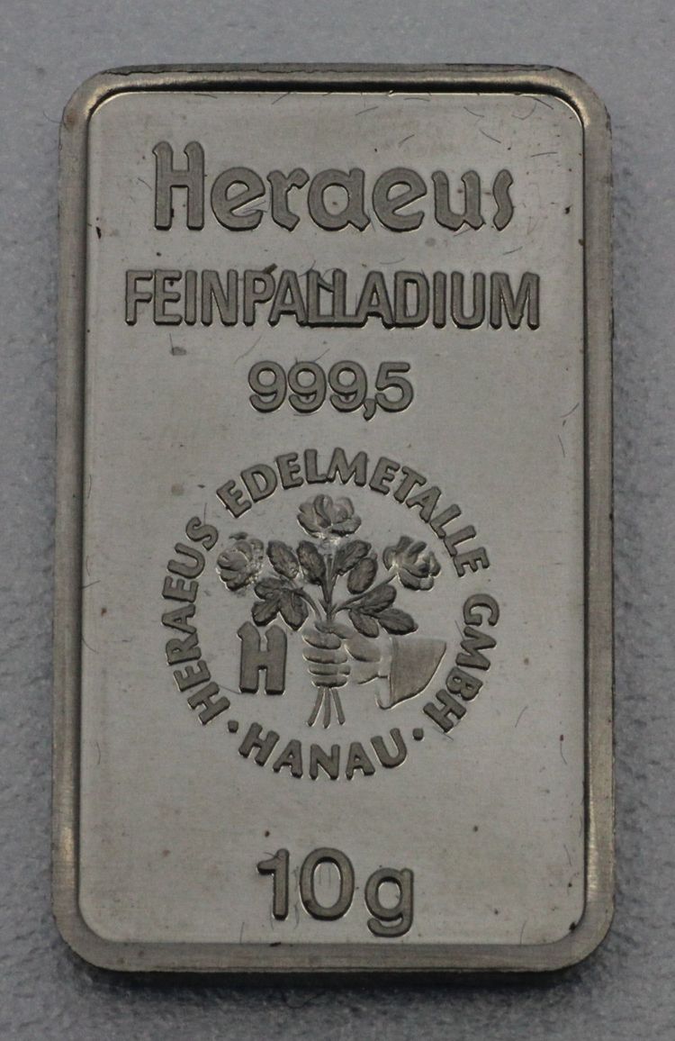 10g Palladiumbarren Heraeus 10g Palladiumbarren Heraeus