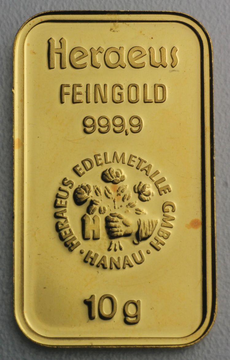 Heraeus Goldbarren 10g Heraeus Goldbarren 10g