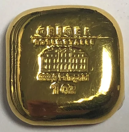 1oz Goldbarren Geiger quadratisch