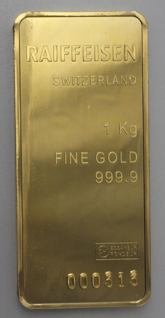 1kg Goldbarren geprägt  Reiffeisen Switzerland