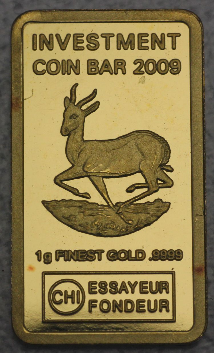 1g Goldbarren Motiv Krügerrand Antilope 1g Goldbarren Motiv Krügerrand Antilope