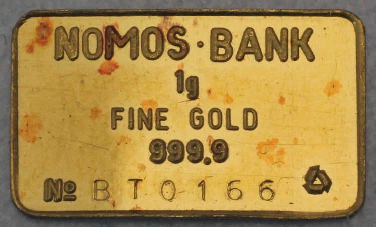 1g Nomos Bank Goldbarren 1g Nomos Bank Goldbarren