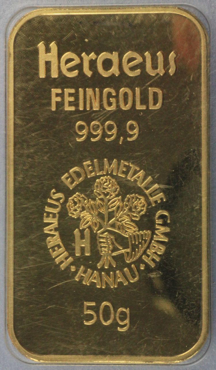50g Goldbarren von Heraeus 50g Goldbarren von Heraeus