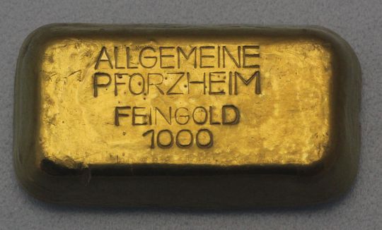 Alter Goldbarren der Allgemeinen Pforzheim