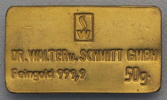 Dr. Walter und Schmitt 50g Goldbarren