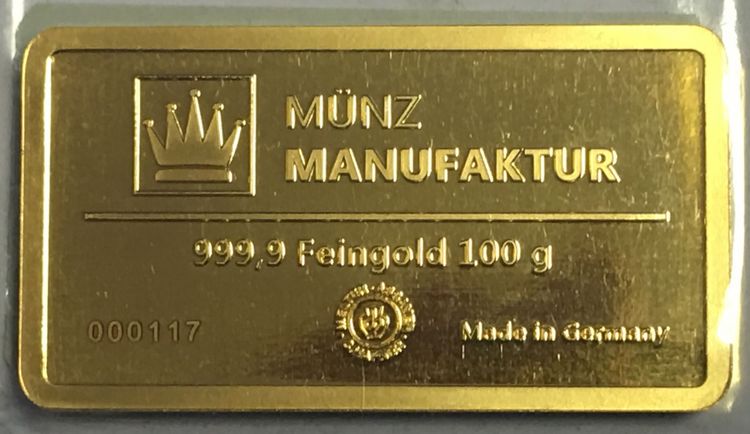 100g Gold Münzmanufaktur