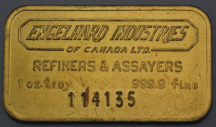 1oz Engelhard Industries Goldbarren Canada