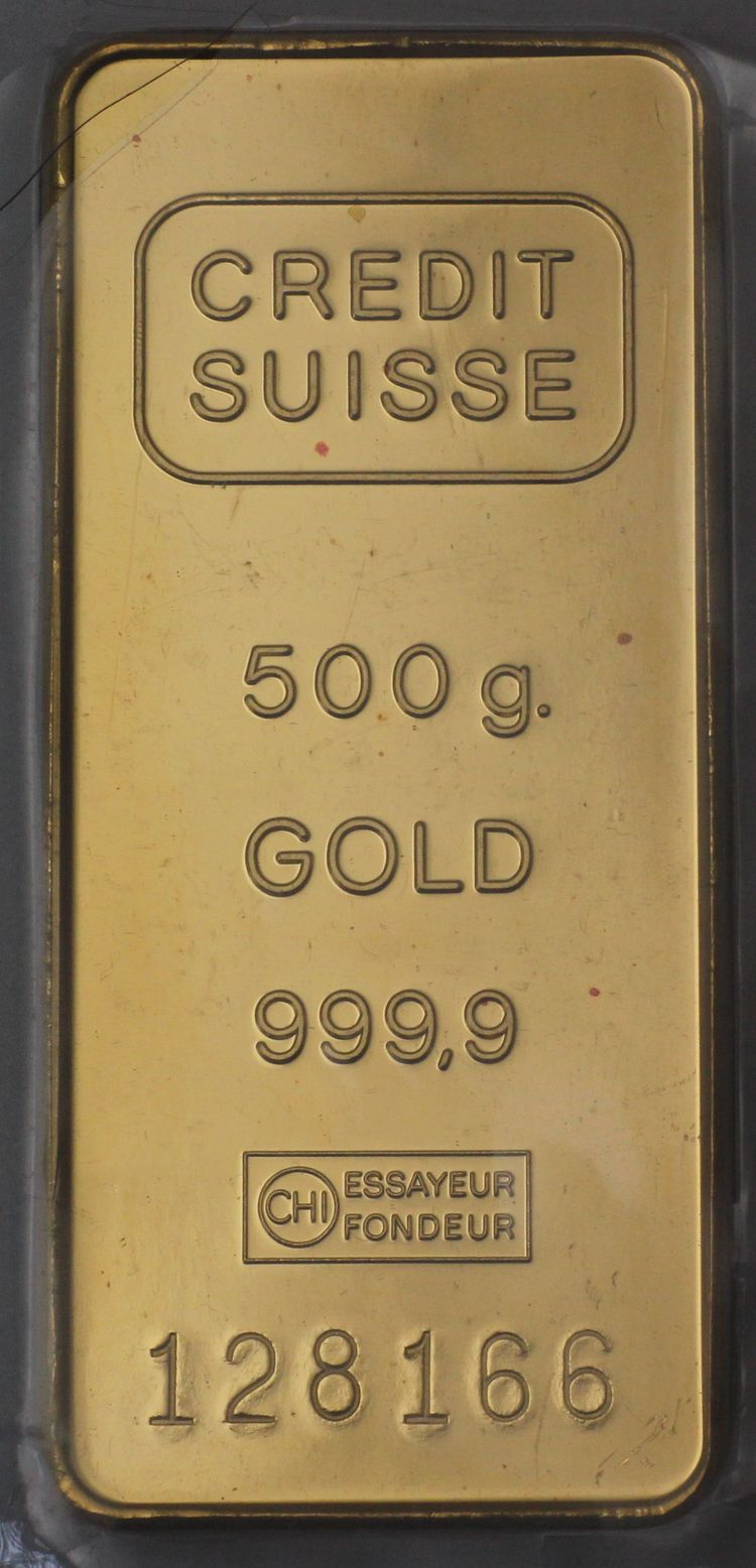 500g Goldbarren Credit Suisse geprägt