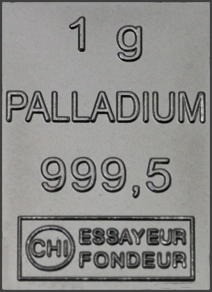 1g Palladiumbarren aus ESG Palladiumtafel