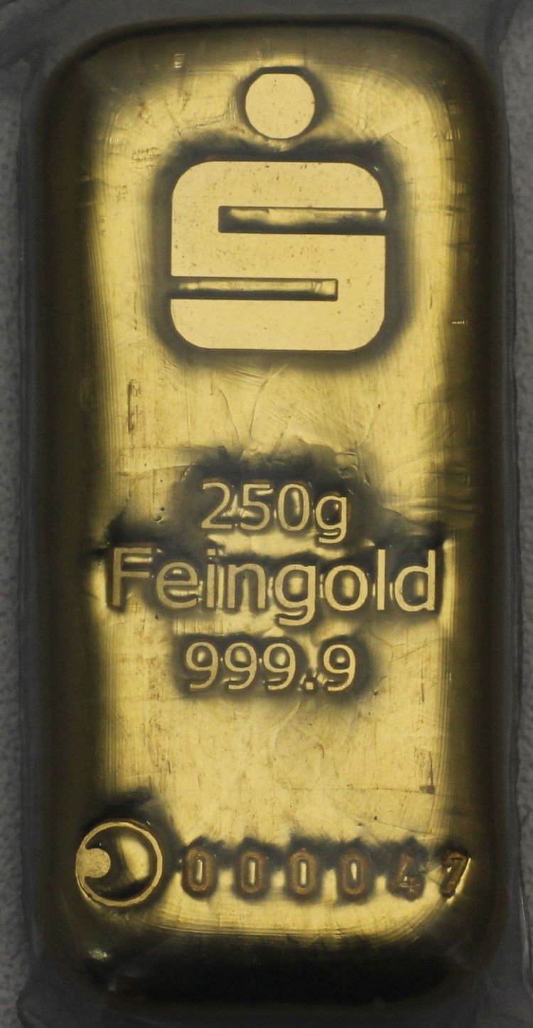 250g Sparkassen Goldbarren (Agosi) 250g Sparkassen Goldbarren (Agosi)