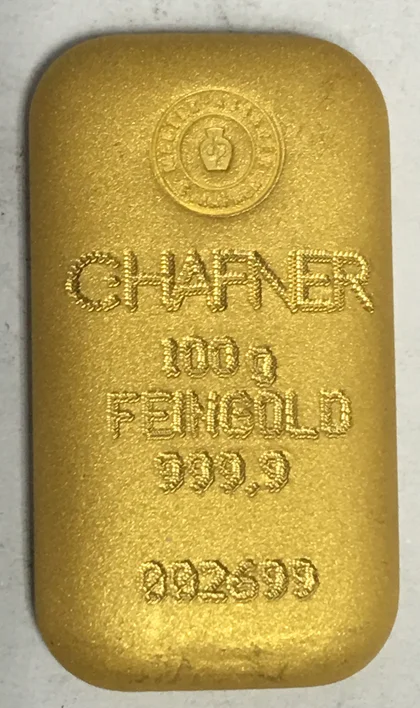100g Goldbarren C Hafner gegossen