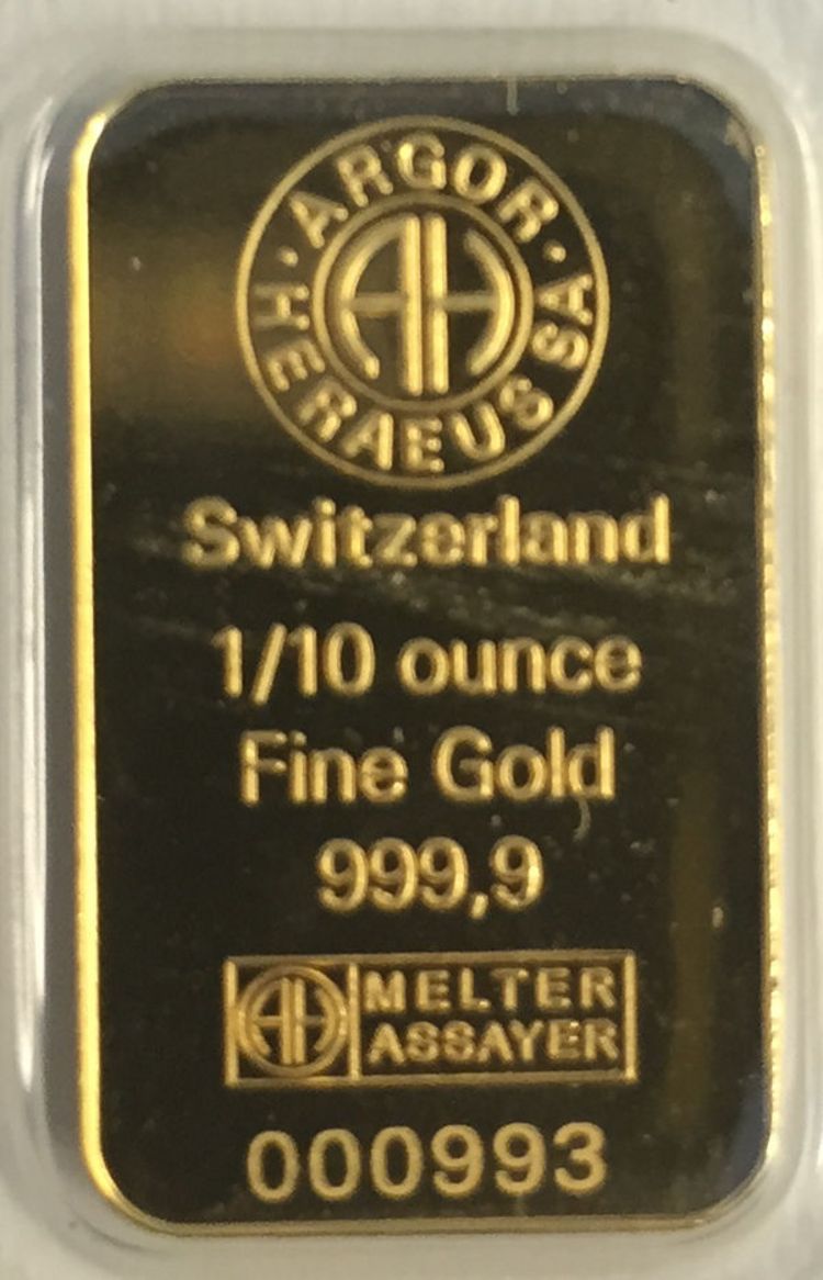 1/10oz Goldbarren Argor-Heraeus