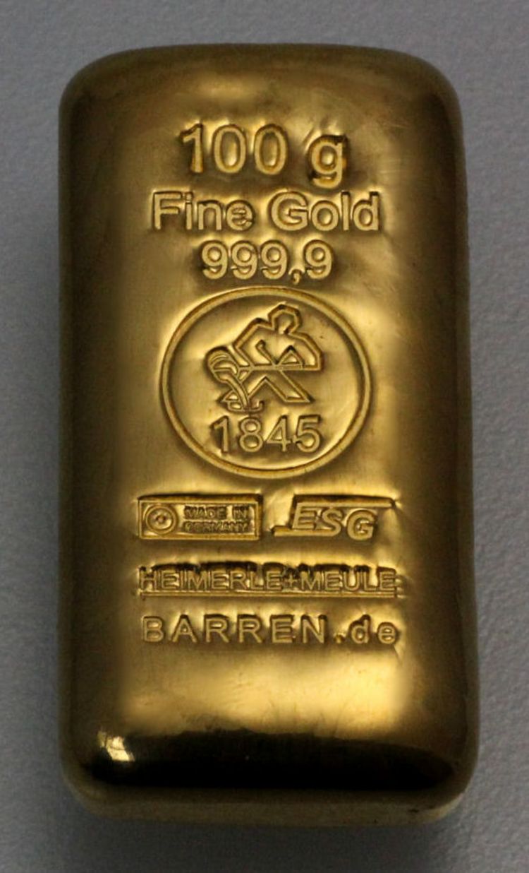 Gegossener 100g Goldbarren Gegossener 100g Goldbarren