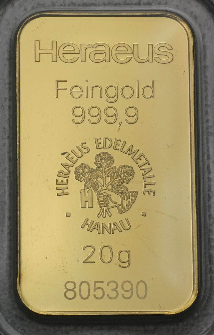 Neuer 20g Heraeus Goldbarren