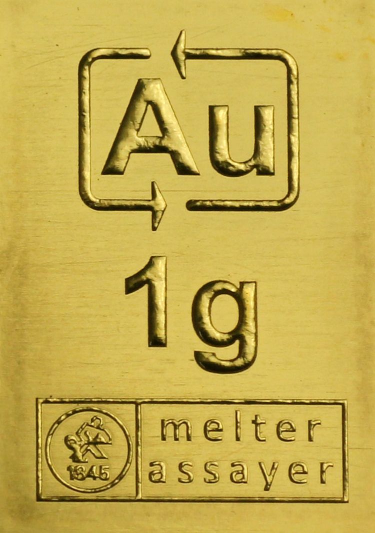 1g Au eines Recyclinggold CombiBar® 1g Au eines Recyclinggold CombiBar®