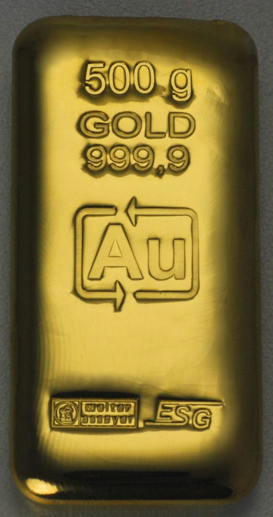 500g Goldbarren aus Recyclinggold ESG