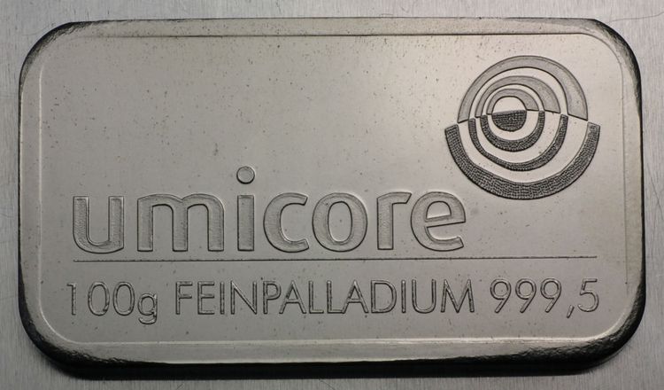 100g Palladiumbarren Umicore 100g Palladiumbarren Umicore