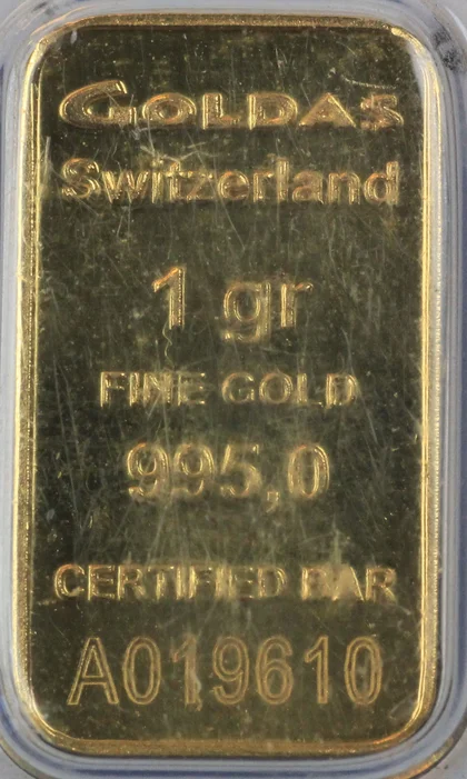 1g Feingold von Goldas, Schweiz