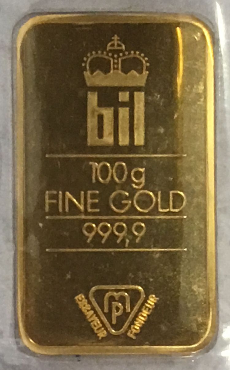 100g BIL Goldbarren