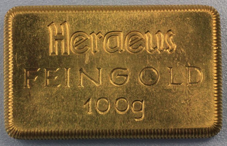 100g Heraeus Feingold Barren 100g Heraeus Feingold Barren