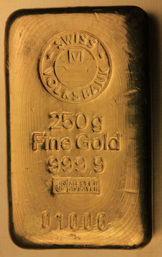 250g Goldbarren Swiss Volksbank