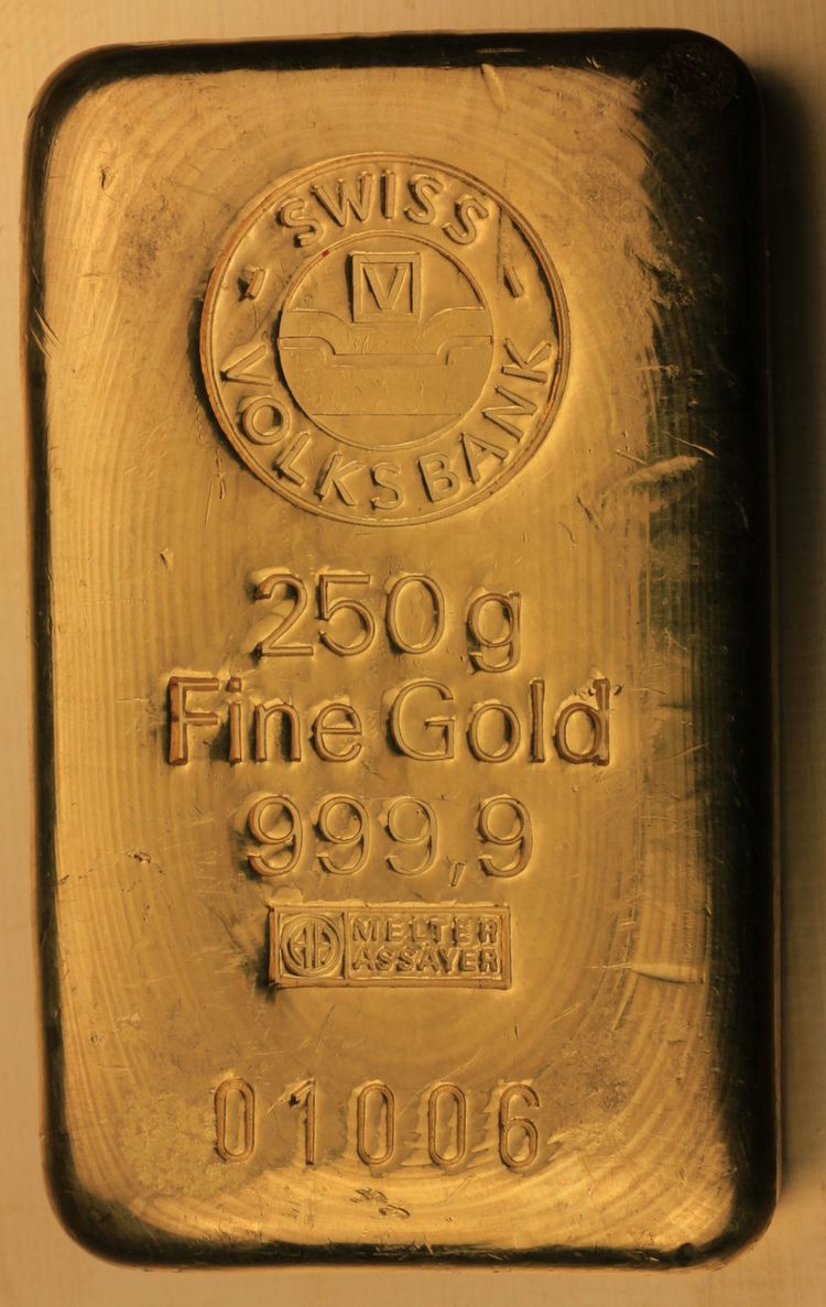 250g Goldbarren Swiss Volksbank