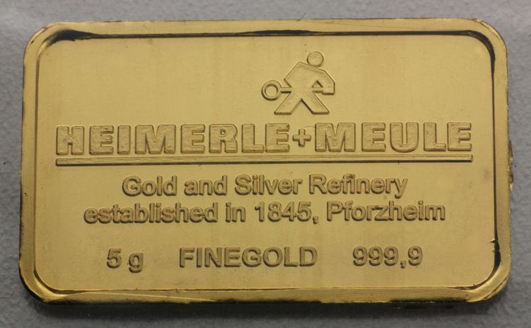 5g Goldbarren geprägt Heimerle+Meule