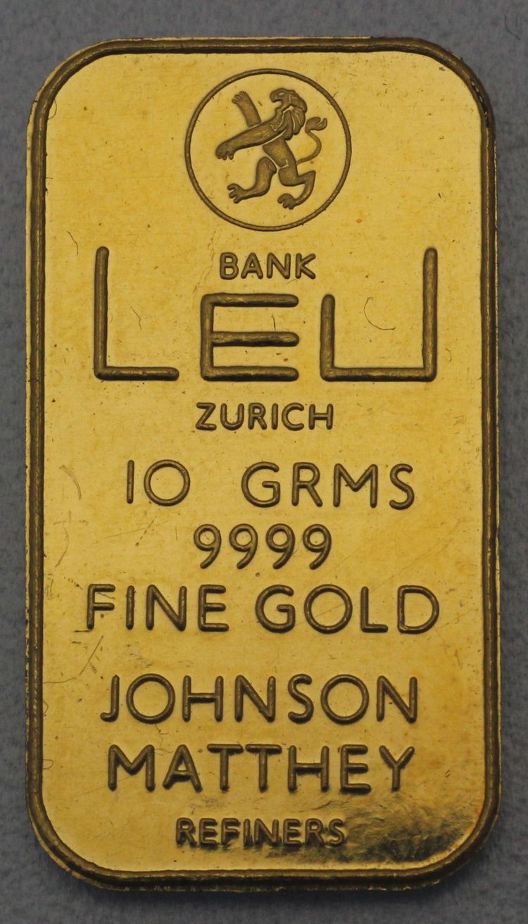 10g Fine Gold Bank LEU by Johnson Matthey