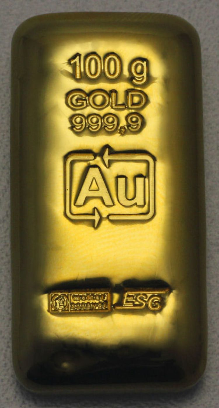 100g Goldbarren aus Recyclinggold ESG 100g Goldbarren aus Recyclinggold ESG