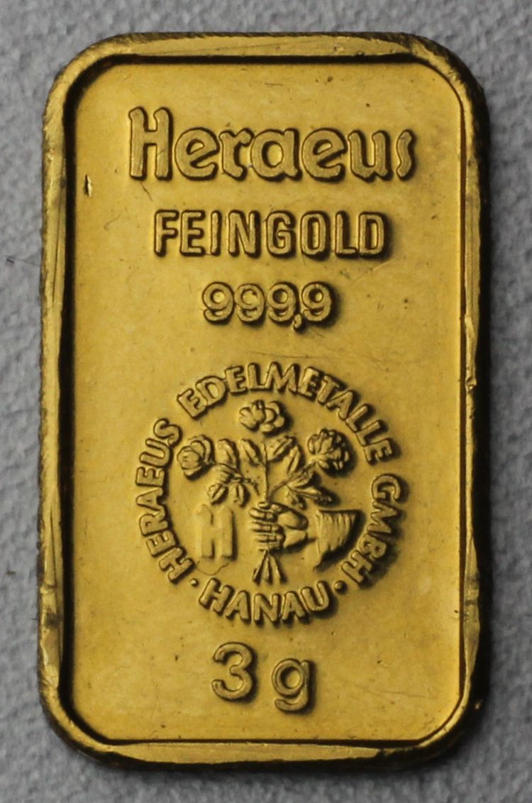 3g Goldbarren Heraeus 3g Goldbarren Heraeus