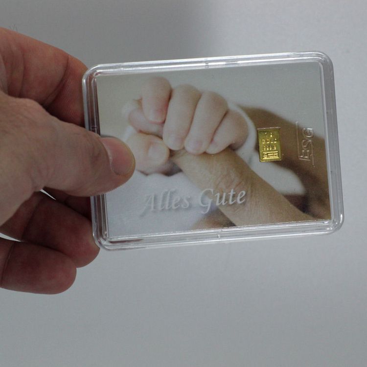 Goldgeschenk zur Geburt ESG Motivbox "Alles gute zur Geburt" mit 1g Feingoldbarren und Zertifikat Goldgeschenk zur Geburt ESG Motivbox "Alles gute zur Geburt" mit 1g Feingoldbarren und Zertifikat