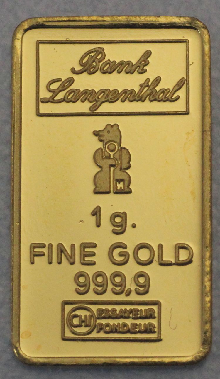 1g Goldbarren Bank Langenthal