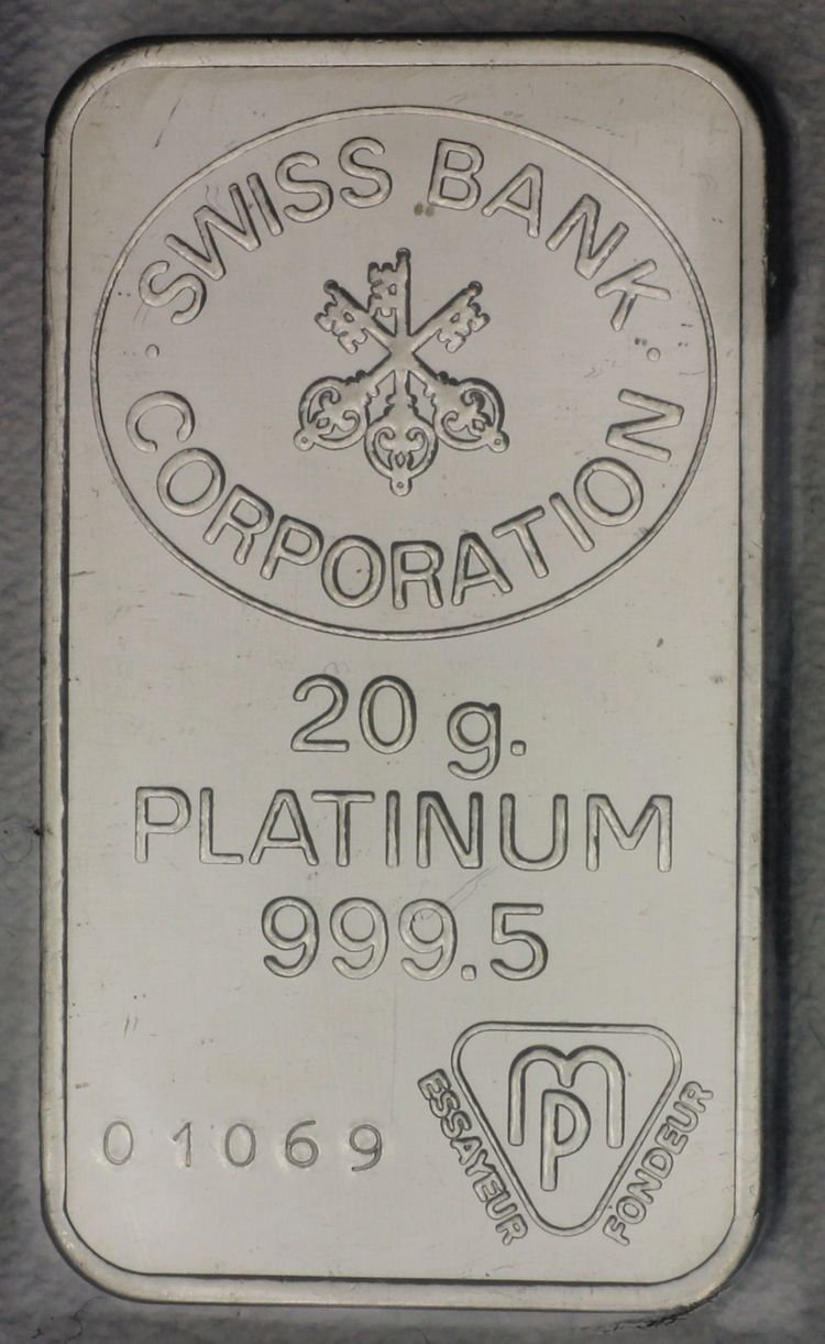 20g Platinbarren Swiss Bank Corporation