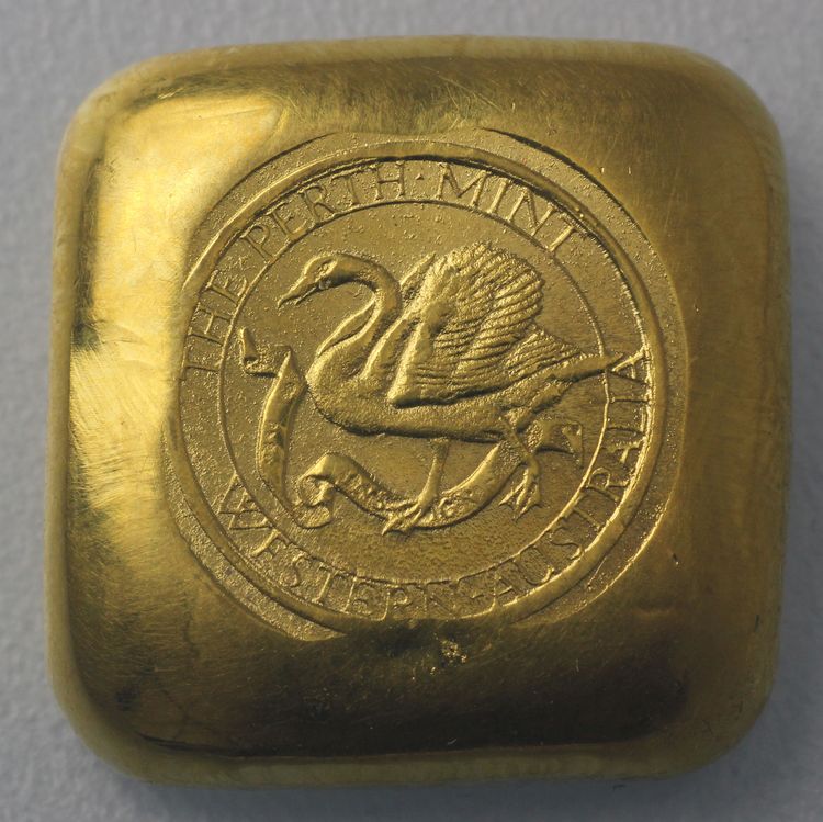 1oz Perth Mint Gussbarren Gold Oberseite 1oz Perth Mint Gussbarren Gold Oberseite