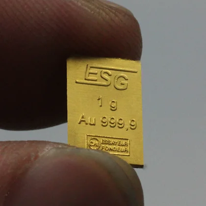 1g Goldbarren Bild eines alten 50g ESG CombiBars Prototypen Version