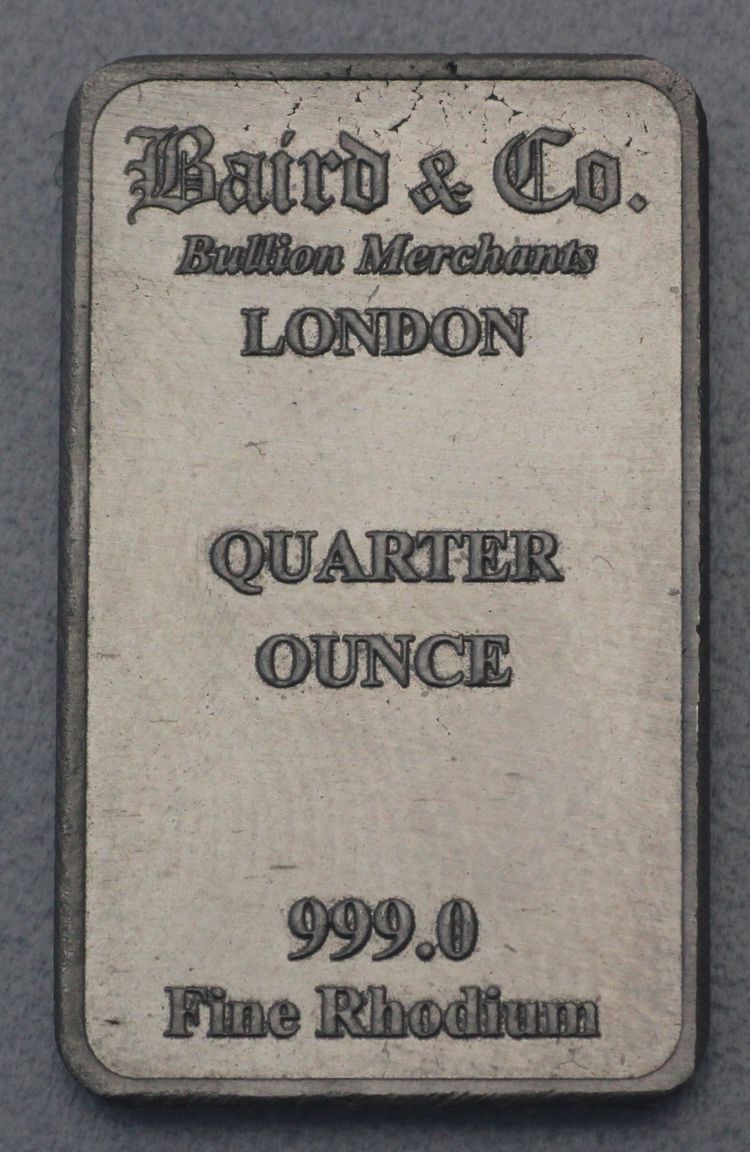 Rhodiumbarren 1/4oz Baird&Co. Rhodiumbarren 1/4oz Baird&Co.
