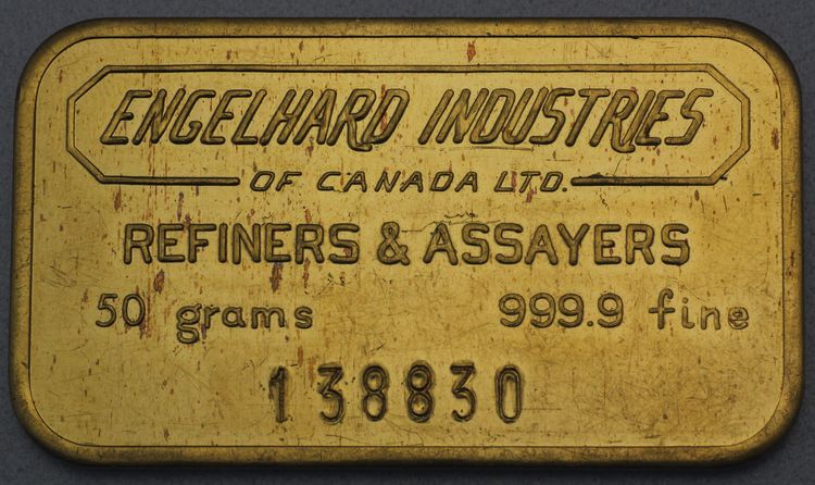 50g Goldbarren Engelhard Industries Canada