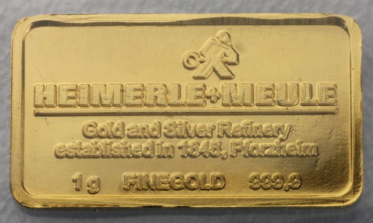 1g Goldbarren Heimerle+Meule 1g Goldbarren Heimerle+Meule