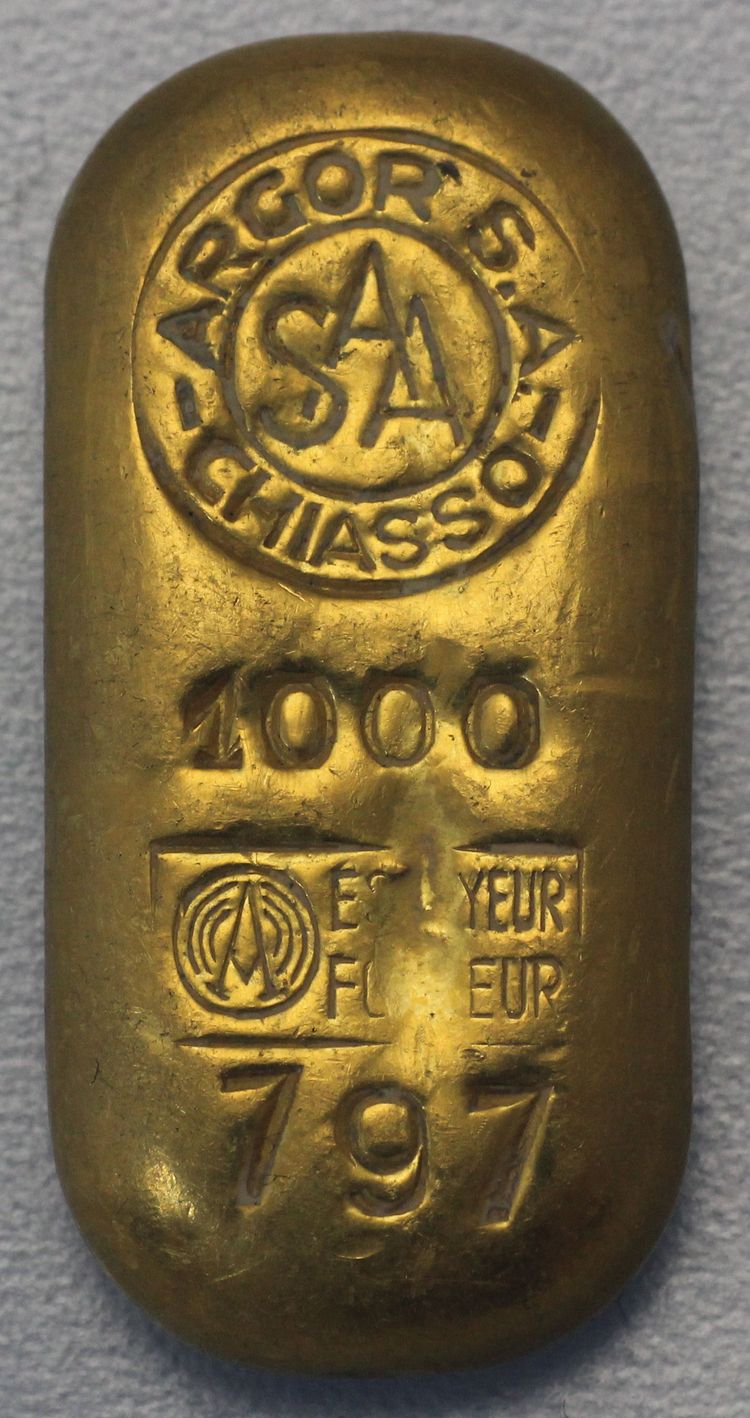 50g Goldbarren Argor Chiasso gegossen