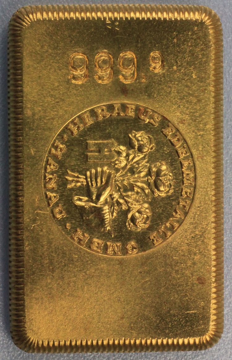 älterer 100g Heraeus Goldbarren älterer 100g Heraeus Goldbarren
