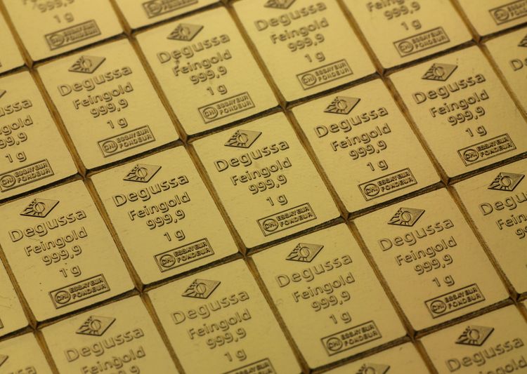 1g Goldbarren einers Degussa Combi Barrens 1g Goldbarren einers Degussa Combi Barrens