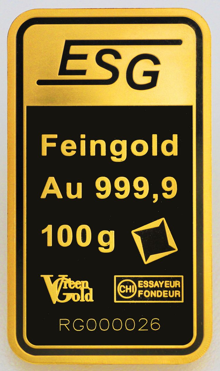 100g Auropelli Goldbarren ESG-Valcambi