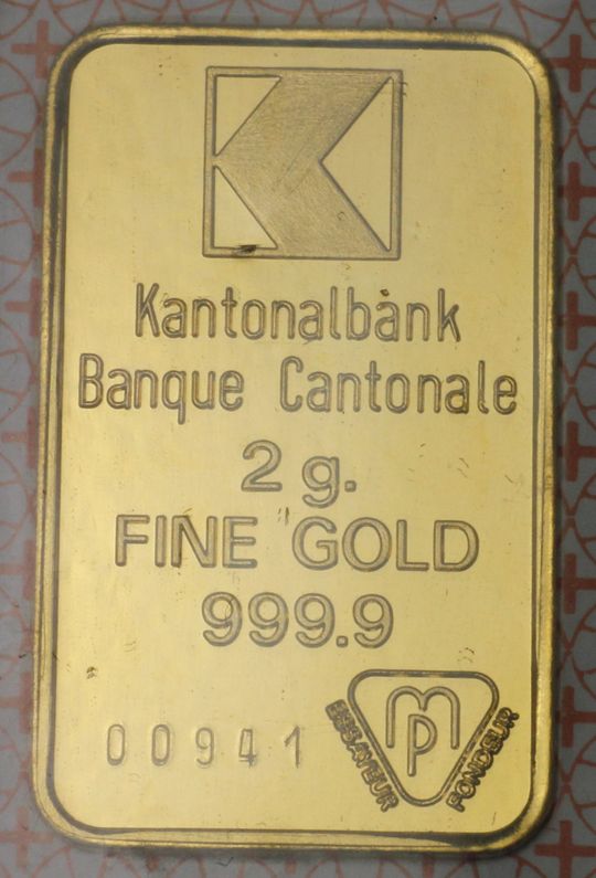 2g Goldbarren Kantonalbank