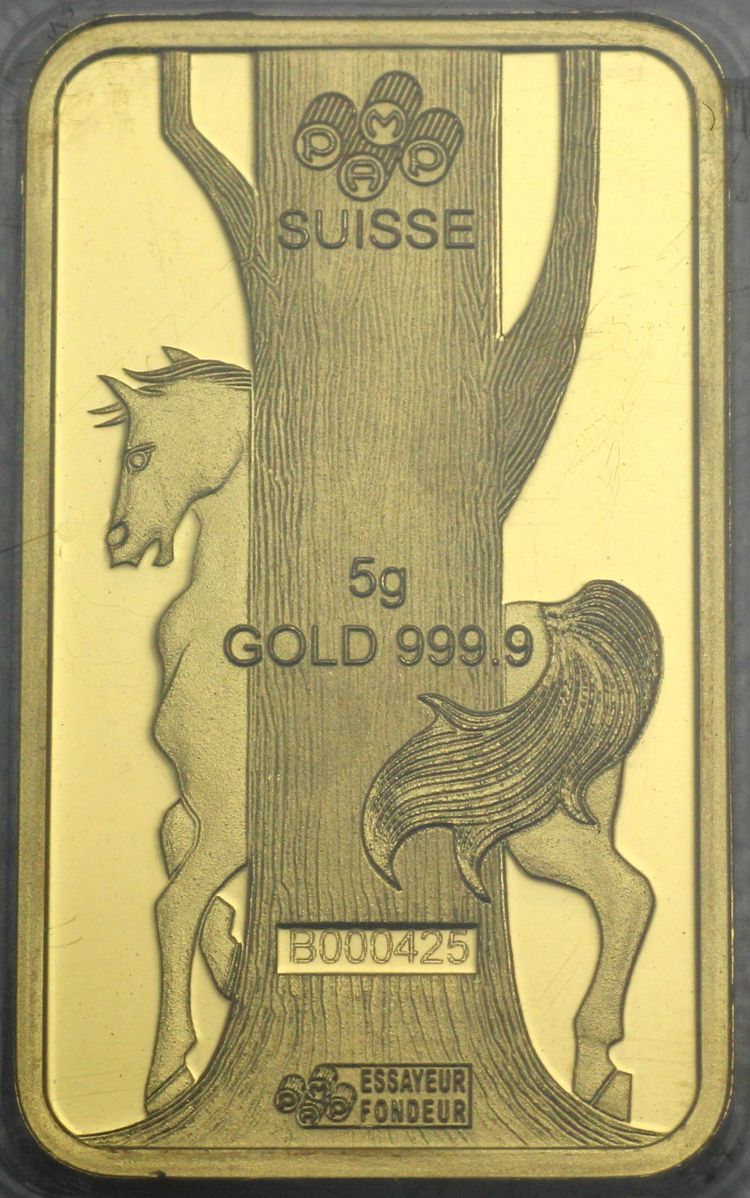 5g Goldbarren PAMP Lunar Serie Pferd 5g Goldbarren PAMP Lunar Serie Pferd