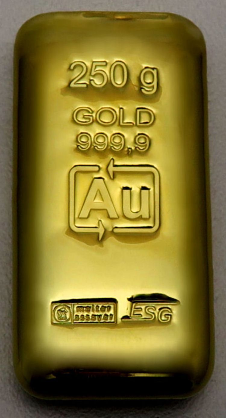 250g Goldbarren aus Sekundärgold