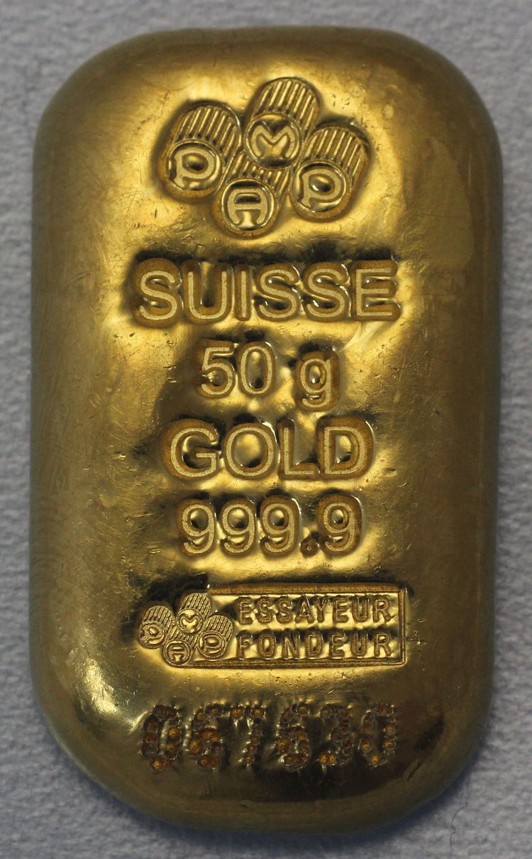 50g Goldbarren gegossen PAMP