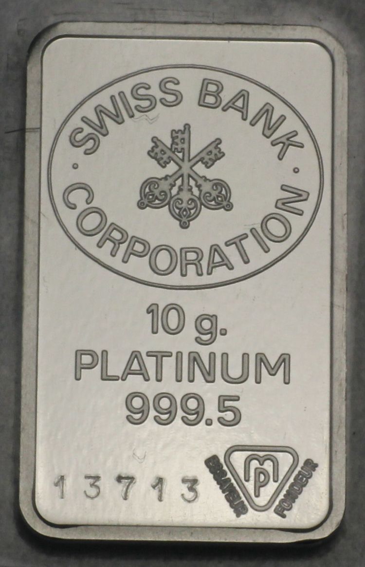10g Platinbarren Swiss Bank Coprporation